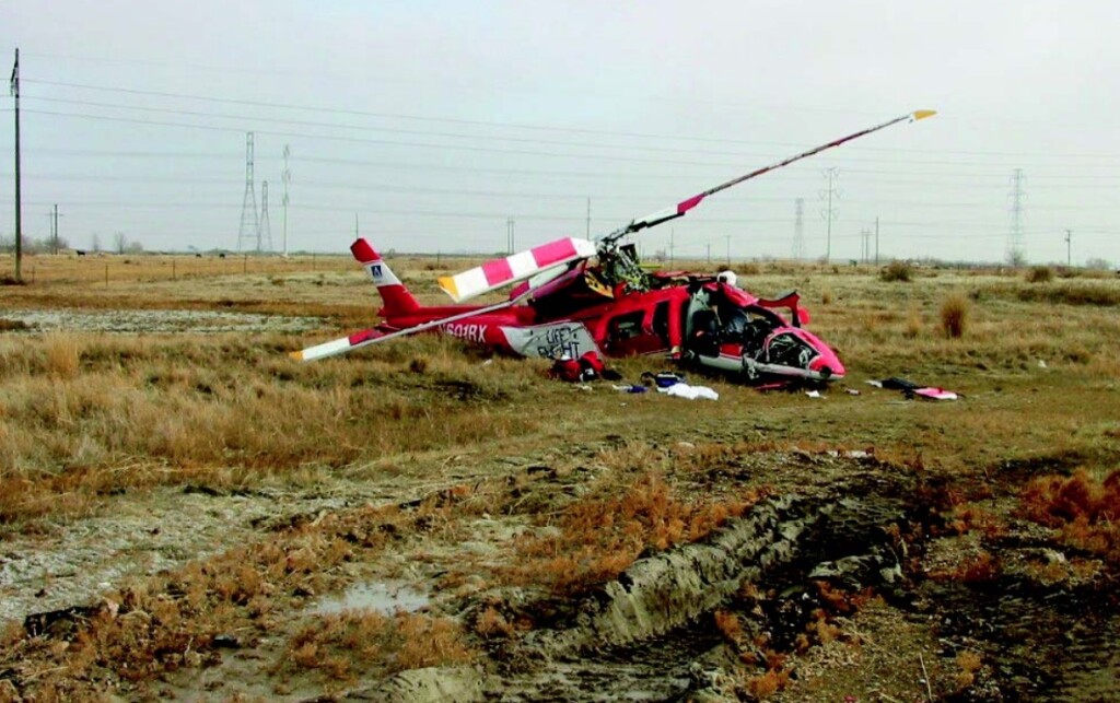 Wreckage of Agusta A109K2 N601RX 'Life Flight 6' near Salt Lake City, Utah (Credit: NTSB)