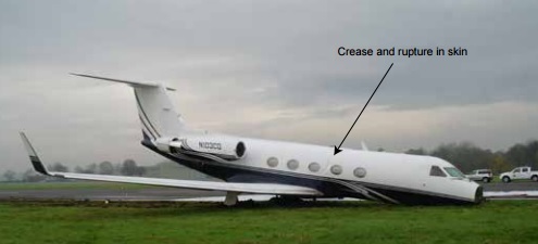 Gulfstream III N103CG at Biggin Hill after the Accident (Credit: UK AAIB)