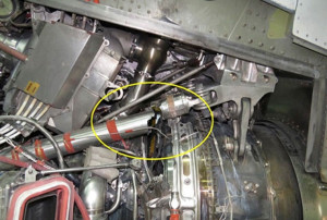 Damage to Outboard PW1500 Thrust Link and Fire Detection Loops (Credit: Bombardier via TSB)
