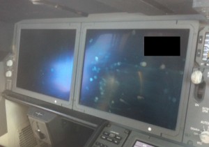 United Airlines B787-800 N26906: Captain's side heads down display unit's blanked during the incident (Credit: UA Flight Crew via NTSB)