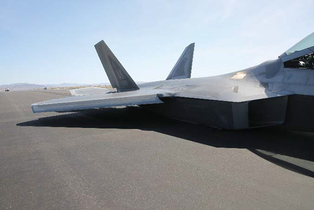 USAF F-22A 07-4146 at NAS Fallon, After a Take Off Accident During a Top Gun Course (Credit: USAF)