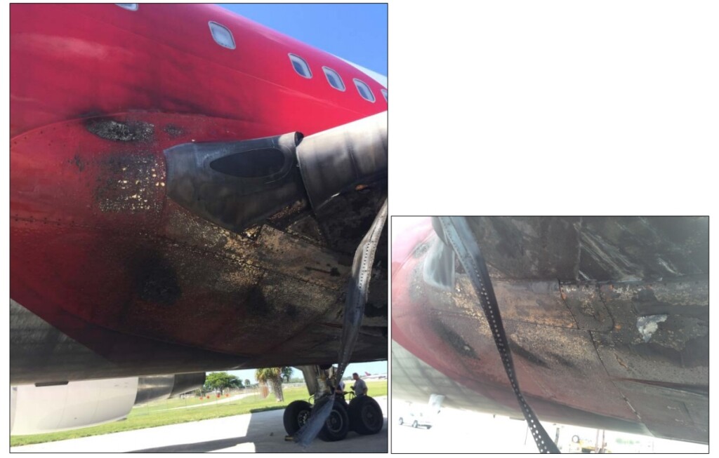 Wing/Body Fairing Fire Damage to Dynamic Boeing 737-269ER N251MY (Credit: NTSB)