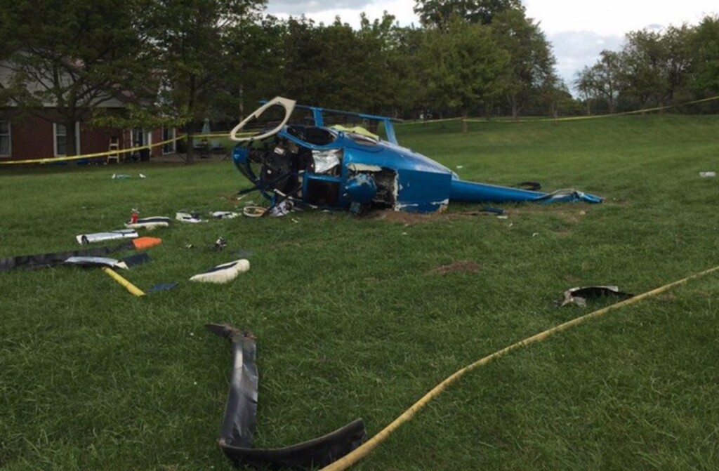 Wreckage of Private MD Helicopters 369E (500E) After Goose Encounter (Credit: FAA via NTSB)