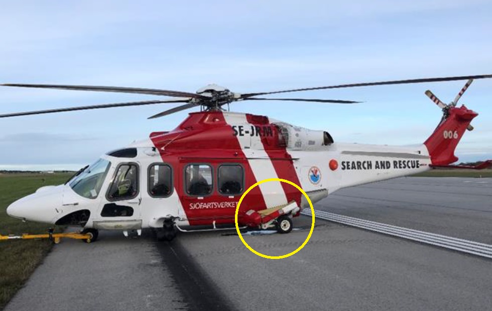 SMA SAR Leonardo Helicopters AW139 SE-JRM With Damaged Landing Gear After Training Accident (Credit: SHK)