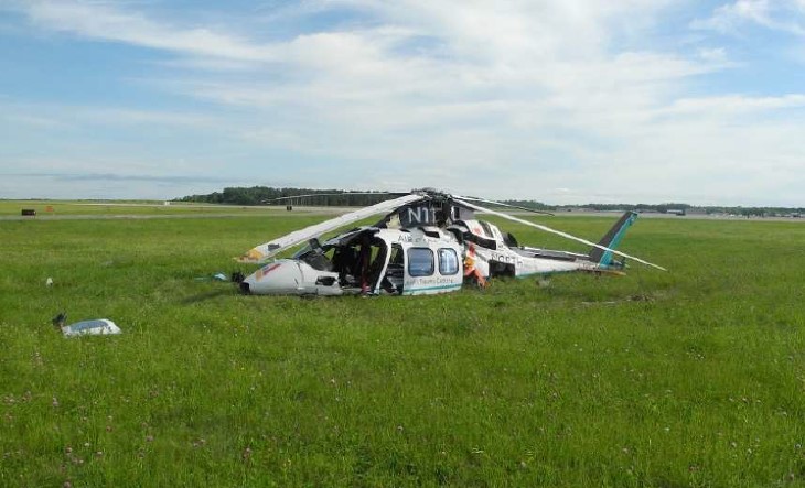 Wreckage of North Memorial Health Leonardo A109S N11NM (Credit: NTSB)