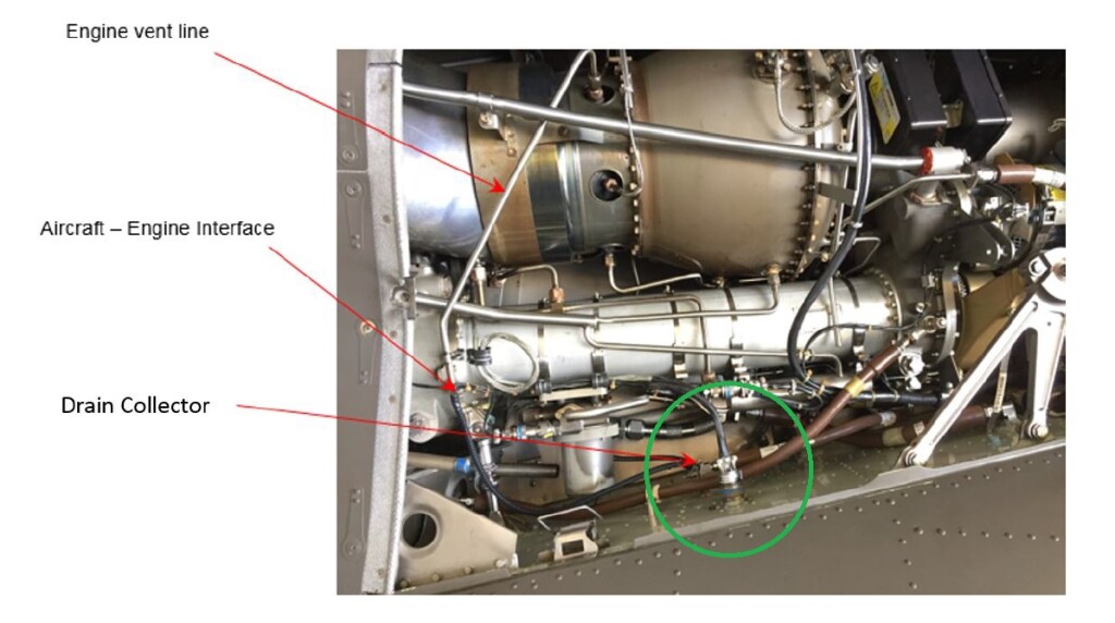Airbus Helicopters BK117C2 / EC145 3-Way Drain Fitting Highlighted (Credit: Airbus via NTSB) 