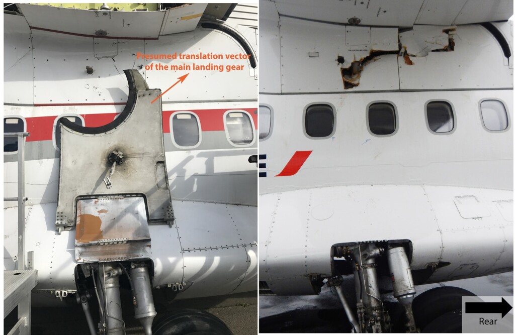 Hop! ATR 42-500 F-GPYF: Comparison of Damage (right) with a Test on ATR42 MSN002 (left) (Credit: ATR via BEA)