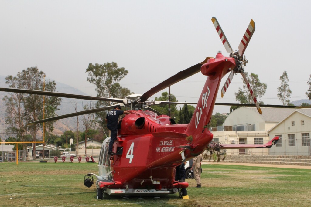 Damage to LAFD AW139 N304FD after LOC-I and Tree Collision (Credit:  NTSB)