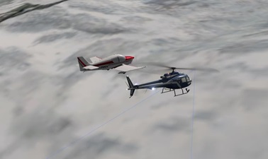 Reconstruction of the Moment of Impact of AS350B3 I- EDIC and Jodel D.140E  F-PMGV over Rutor Glacier, La Thuile  (Credit: ANSV)