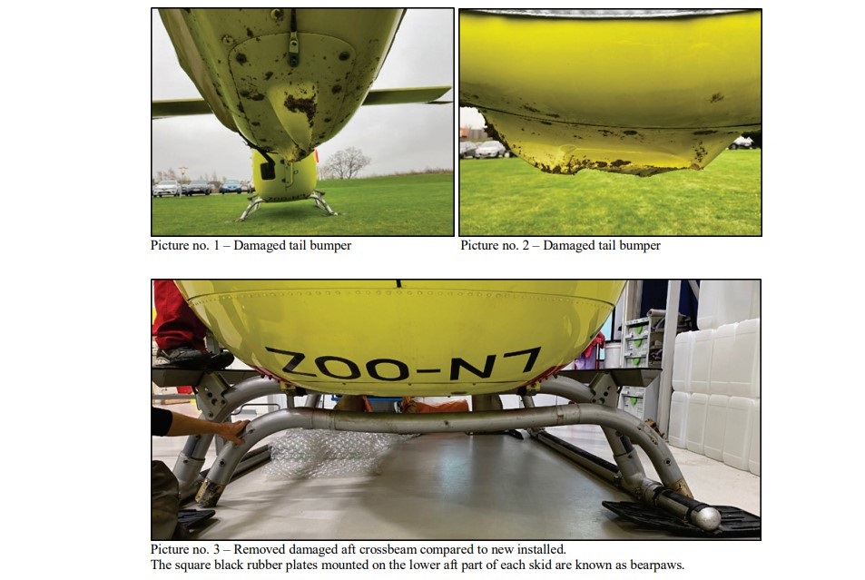 A Lucky Escape: Damage to Norsk Luftambulanse Airbus Helicopters EC135P3 LN-OOZ  after IIMC CFIT (Credit: DAIB)