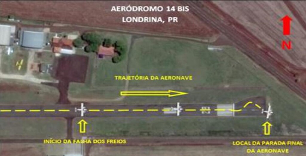 Path of Piper PA-31 PR-RCS at at Londrina-14 Bis Airport (Credit: CNEIPA)