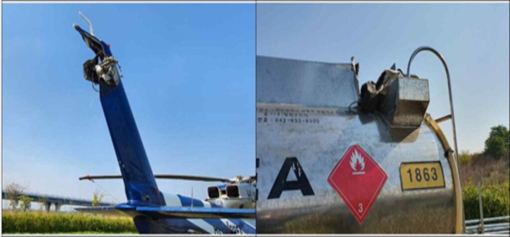 Damage  After Heli Korea Sikorsky S-76C+ HL9661 Tail Rotor Strike on Bowser (Credit via ARAIB)