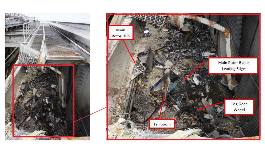 Leonardo A109E N200BK  Accident Site on the Roof of 787 7th Avenue, NYC (Credit: NTSB)