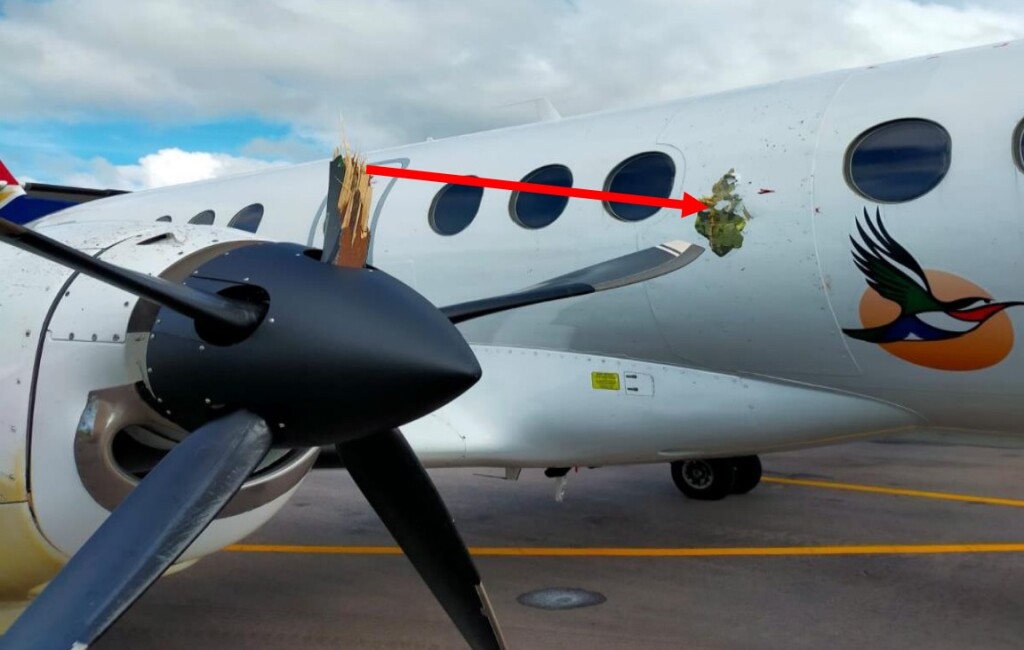 Airlink BAE Jetstream 41 MTV-27 Propeller Blade Failure and Fuselage Damage (Credit: SACAA)