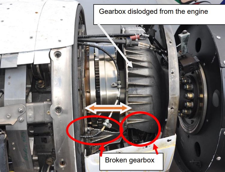 Airlink BAE Jetstream 41 MTV-27 Propeller Blade Failure - Gearbox Damage  (Credit: SACAA)