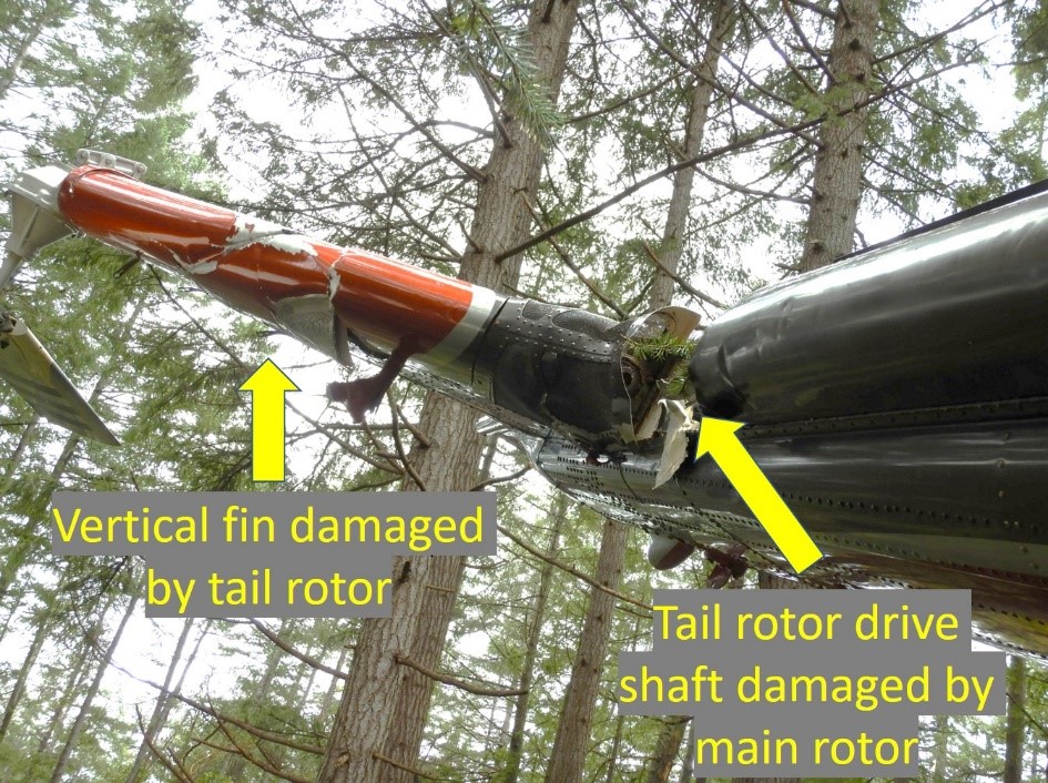 Damage to the Tail of Airspan Helicopters Bell 212 C-GNYI (Source: TSB Canada)