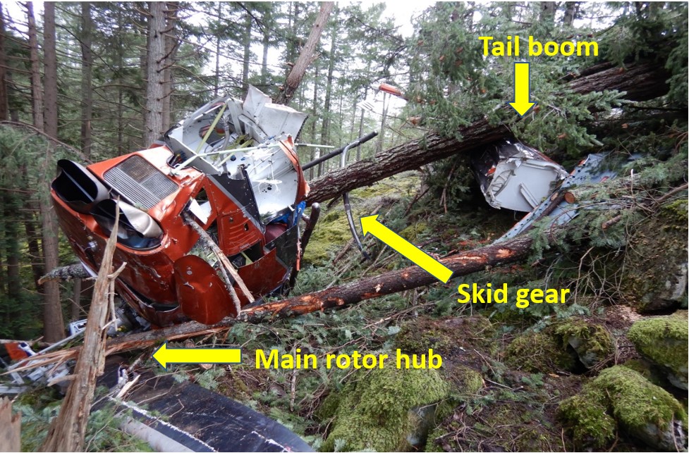 Wreckage of Airspan Helicopters Bell 212 C-GNYI (Source: TSB Canada)
