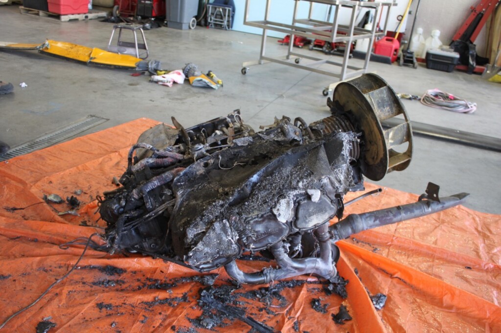 Engine of R44 N392GP after Post Crash Fire (Credit: NTS)
