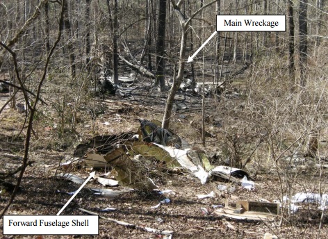 Wreckage of N777VG Premier 1 (Credit: NTSB)