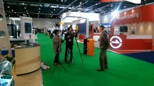 Andy Heather of Tonic Analytics Being Interviewed at HeliTech (Credit: Andy Evans)