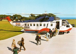 A BA S-61NM disembarking a typical passengers load after a Penzance/Scilly Isles Flight (Credit: via William Ashpole)