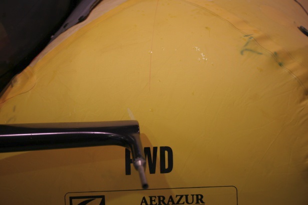 Scratches on the Left Hand Float from the Pitot Tube (Credit: via RNL)