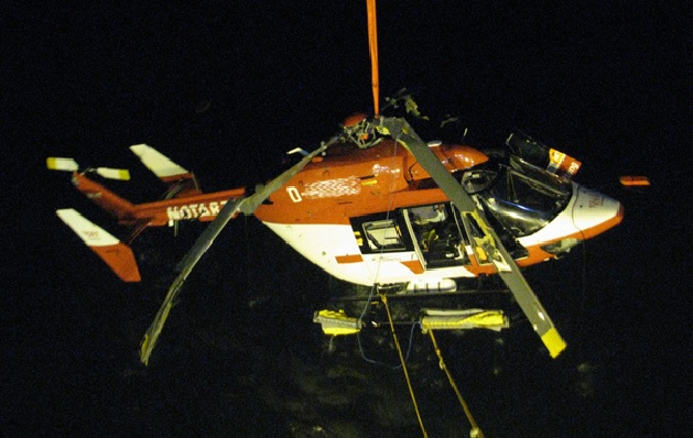 Wreckage of DRF BK117C1 D-HDRJ (Credit: BFU) - Note: BFU traditionally eliminate all reference to aircraft registration from their accident reports