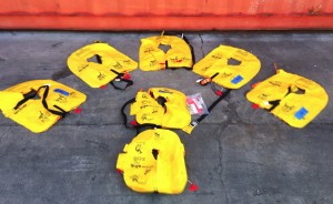 Life Jackets (PLDs) - the Two in the Foreground are the Infant's Jackets (Credit: NTSB)