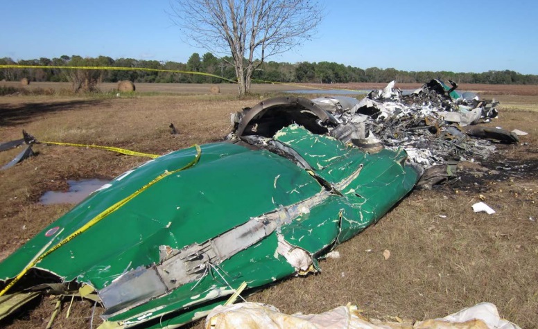 Wreckage of SA-227 N765FA of Ke Lime Air in Camilla, GA  after an Accident on 5 December 2016 (Credit: NTSB)