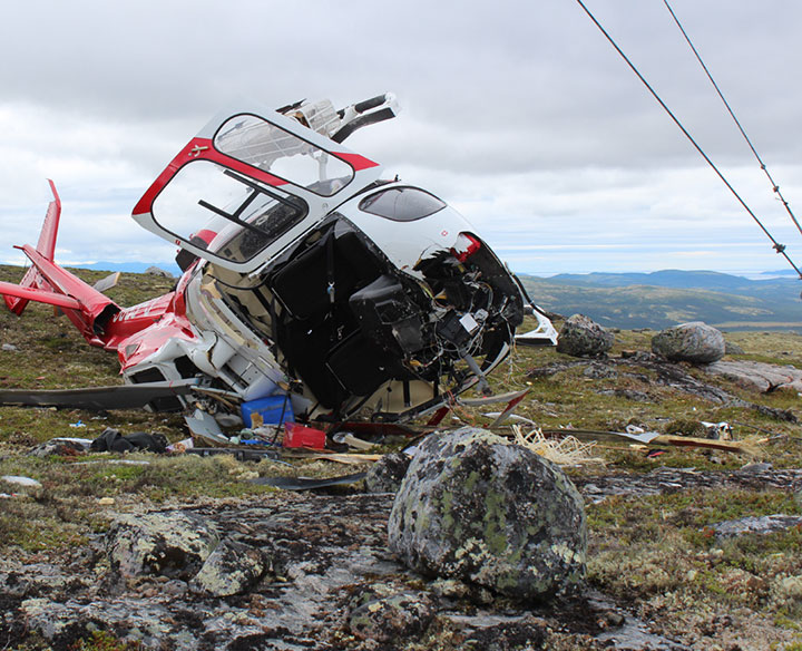 Wreckage of CHL AS350BA Helicopter C-GBPS at Moliak (Credit: TSB)