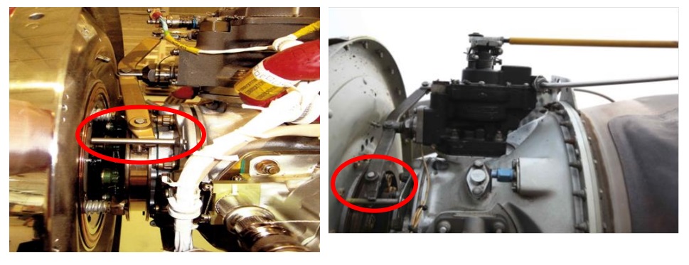 Correct (left)  and incorrect (right) installation of the PWC PT^A beta arm (Credit: NTSB)