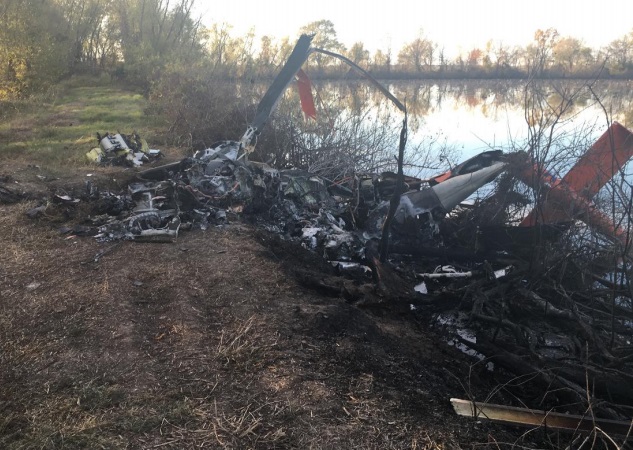 Wreckage of Air Methods HEMS B407 N620PA after Striking Geese (Credit: NTSB)