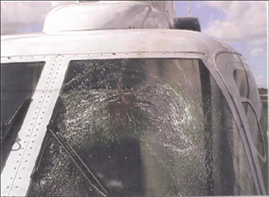 13 Nov 1999 West Palm Beach, FL S-76C+ Birdstrike (Credit: via FAA)