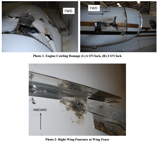 Damage to N412GJ after JT15D Fan Blade Release (Credit: NTSB)