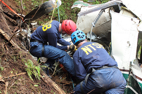 NTSB Investigators at the Accident Site (Credit: Ketchikan Volunteer Rescue Squad – Jerry Kiffer)