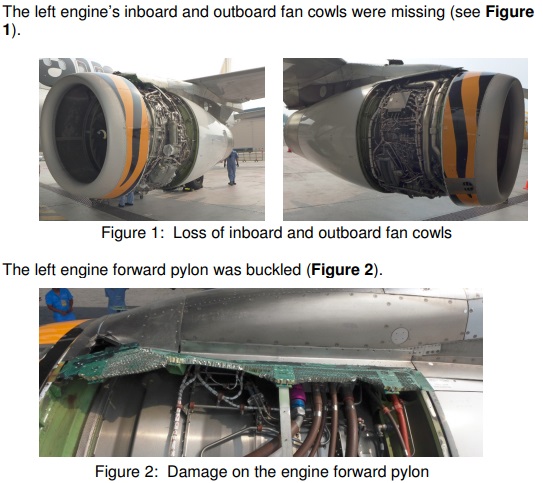 Damage to Tigerair Airbus A320-200 9V-TRH (Credit: TSIB)