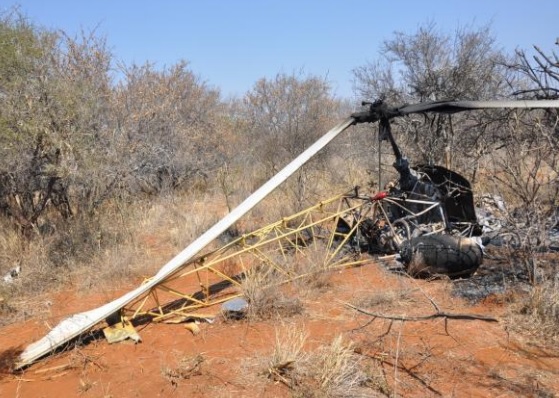 Wreckage of Westland-Bell 47G-3B-1 Sioux AH1 ZS-HGY (Credit: SACAA)