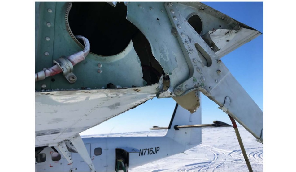 Damaged Wing Tip of Bald Mountain DHC-6 Twin Otter N716JP (Credit: NTSB) 