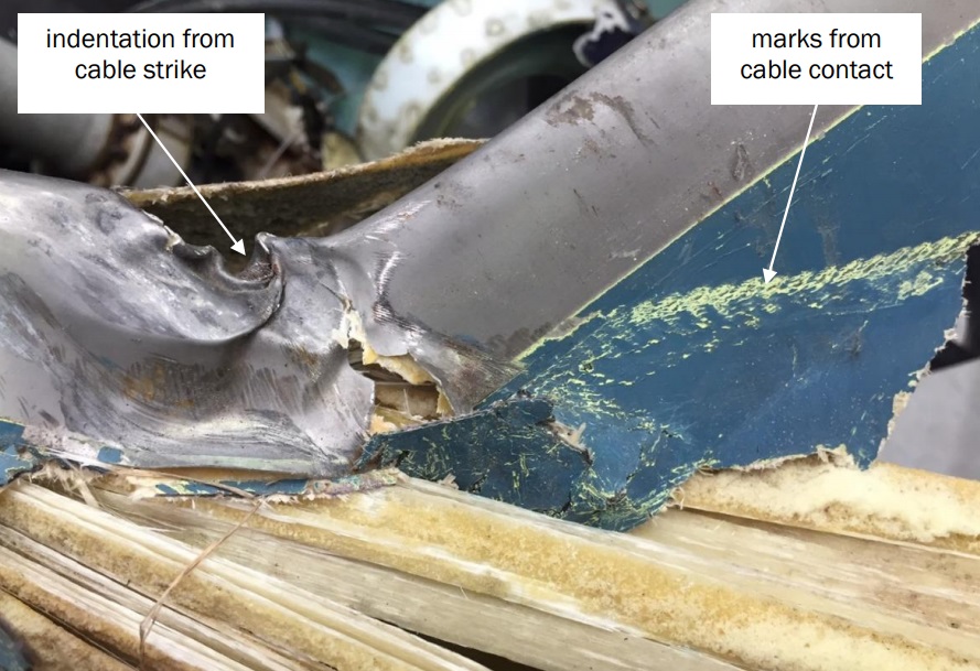 Tail Rotor Blade (TRB) Damage on Way To Go Heliservices' Airbus Helicopters AS350BA ZK-HKW (Credit: TAIC)
