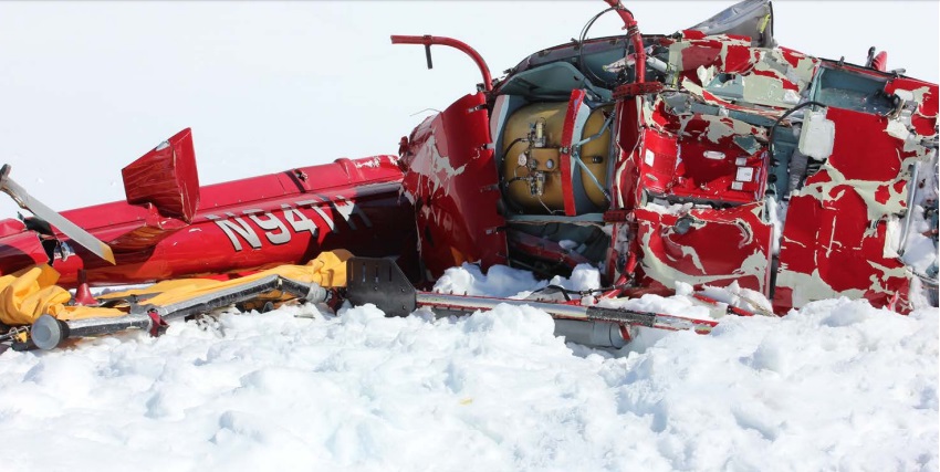 Wreckage of Temsco Airbus AS350B2 N94TH, Denver Glacier, AK (Credit: NTSB)