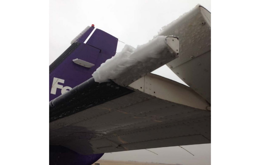 FedEx Cessna C208B N950FE Ice Buildup on Outboard of Horizontal Stabiliser and Elevator Tip (Credit: NTSB)