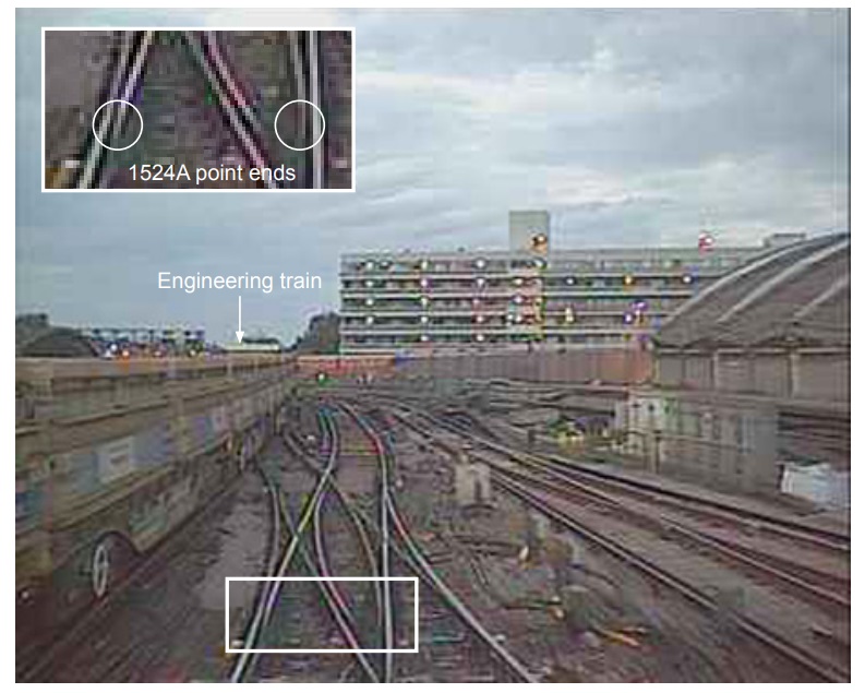Footage from the Passenger Train's Forward Camera Showing the Points  Lying in Mid-Position (Credit: RAIB)