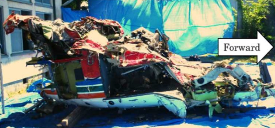 Cabin Wreckage of Nagano Fire and Disaster Prevention Aviation Center Bell 412EP JA47NA (Credit: JTSB)