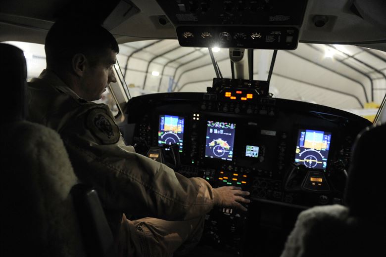 USAF Beechcraft MC-12W Liberty Cockpit (Credit: USAF / Staff Sgt. Manuel J. Martinez)