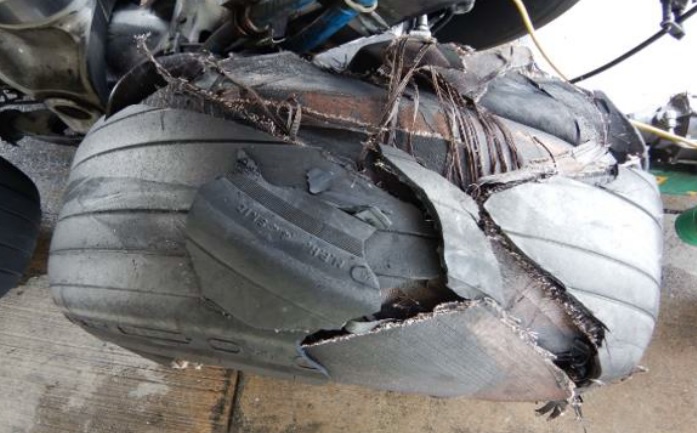 Burst Tyre from China Airlines B747-400F B-18719  (Credit: TSIB)