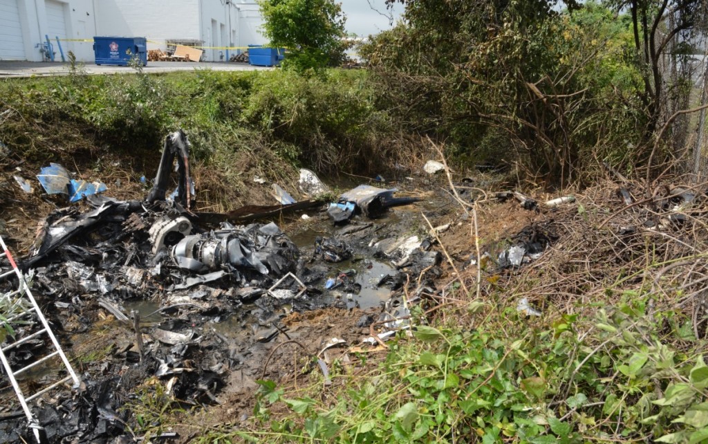 Wreckage of Metro Aviation Airbus EC135P2 N62UP (Credit: Delaware State Police via NTSB)