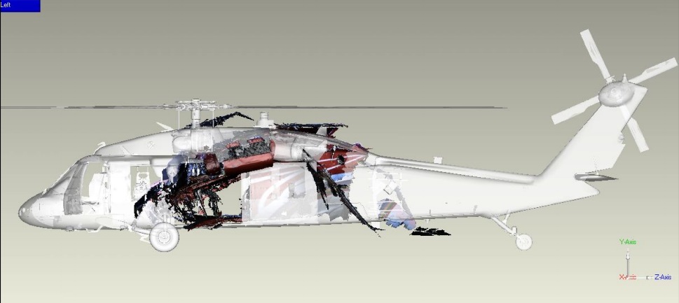 Digital Reconstruction of the Wreckage of NASC Sikorsky UH-60M NA-706 Recovered (Credit: via Taiwan TSB)