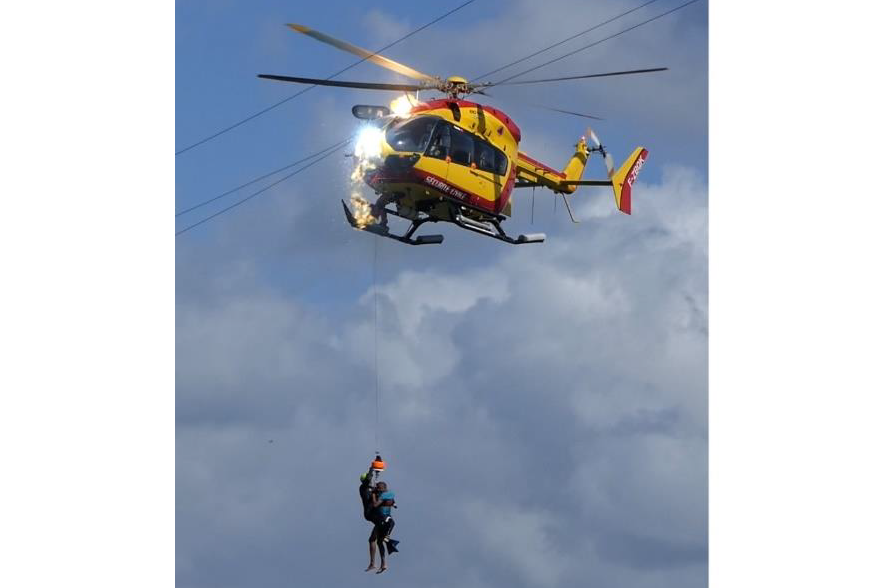 Sécurité Civile SAR Airbus Helicopters EC145 F-ZBQK Wire Strike in Martinique (Credit: via BEA-E) 