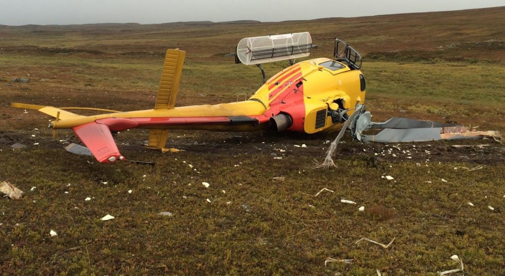 Wreckage of Helitrans Airbus AS350B3 LN-OTR in Finnmark, Nortway (Credit: Piliot via AIBN)