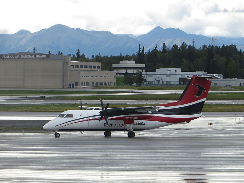 Era Aviation Bombardier Dash 8-100 N886EA at Anchorage in August 2016 after the Operator was Renamed Ravn (Credit: Sunnya343 CC BY-SA 4.0